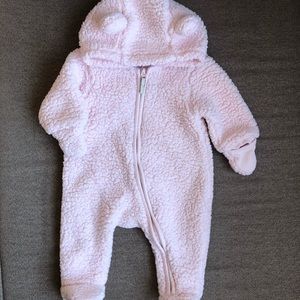 H&M suit, bunting, sherpa